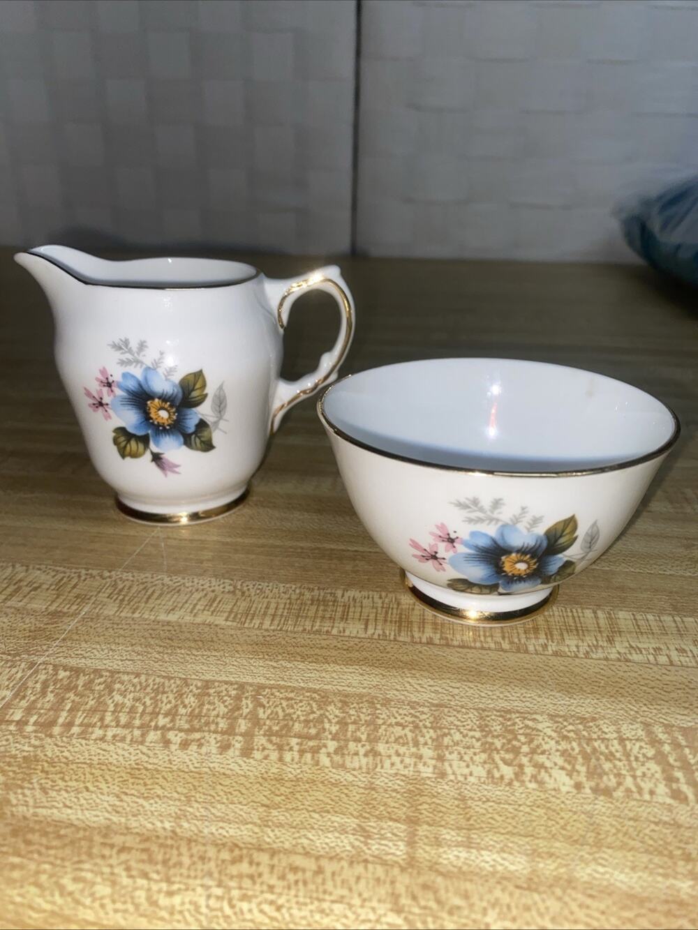 Vintage Delphine Bone China Made in England Small Cream & Sugar Dish Cup
